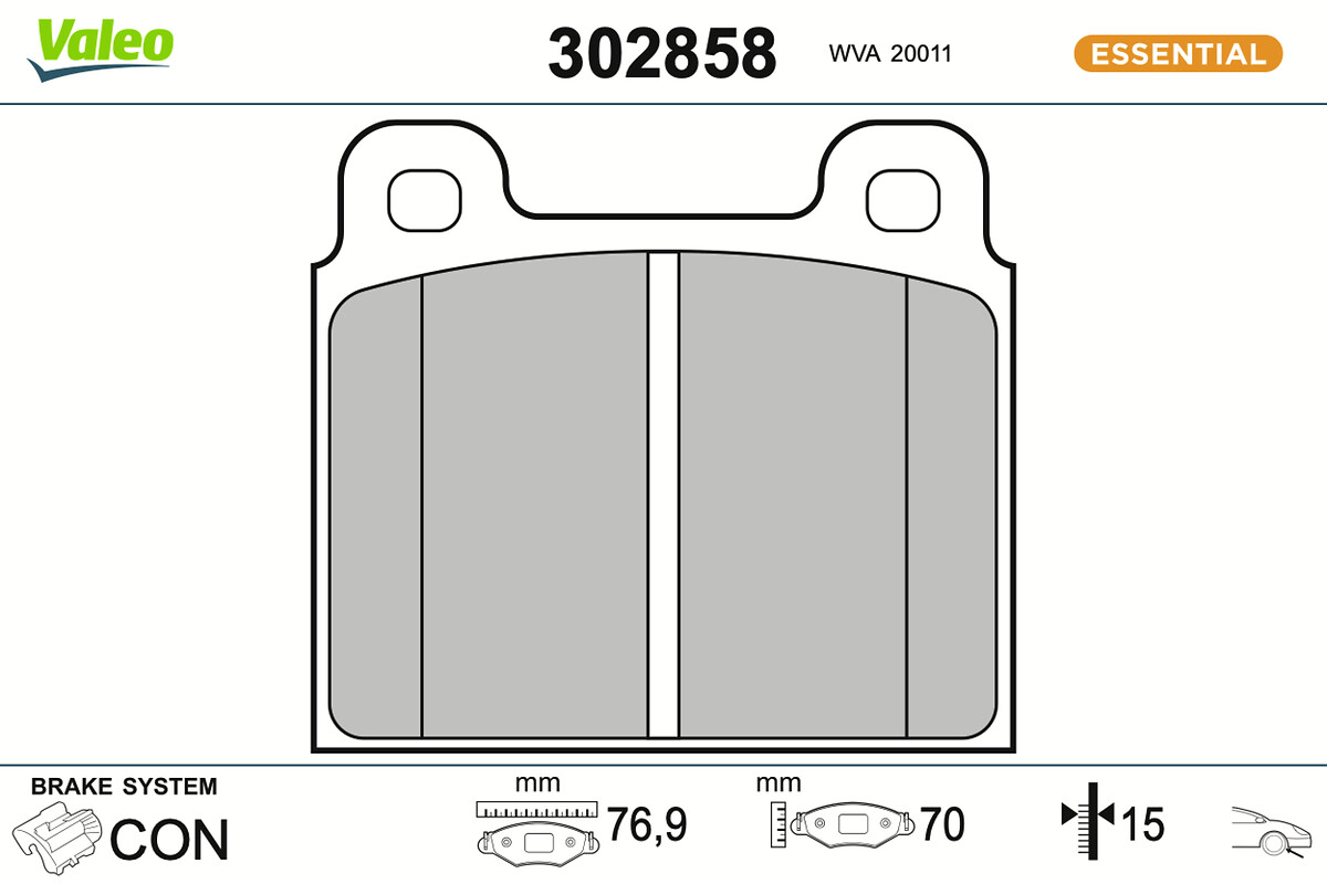 ESSENTIAL , комплект спирачно феродо, дискови спирачки VALEO